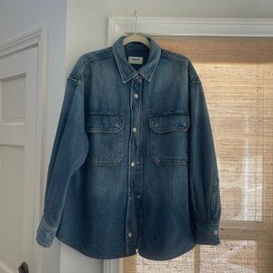 Agolde Denim Shacket in Medium Blue Wash